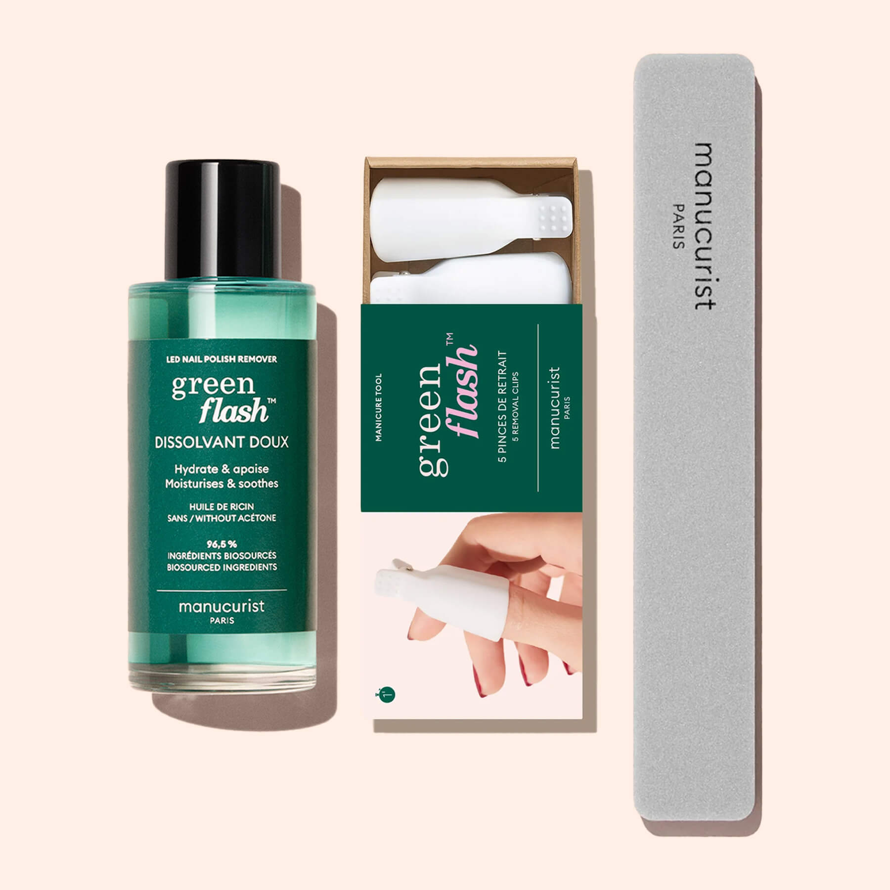 Duo Dissolvant Doux Green Flash™ &amp; Pinces de retrait