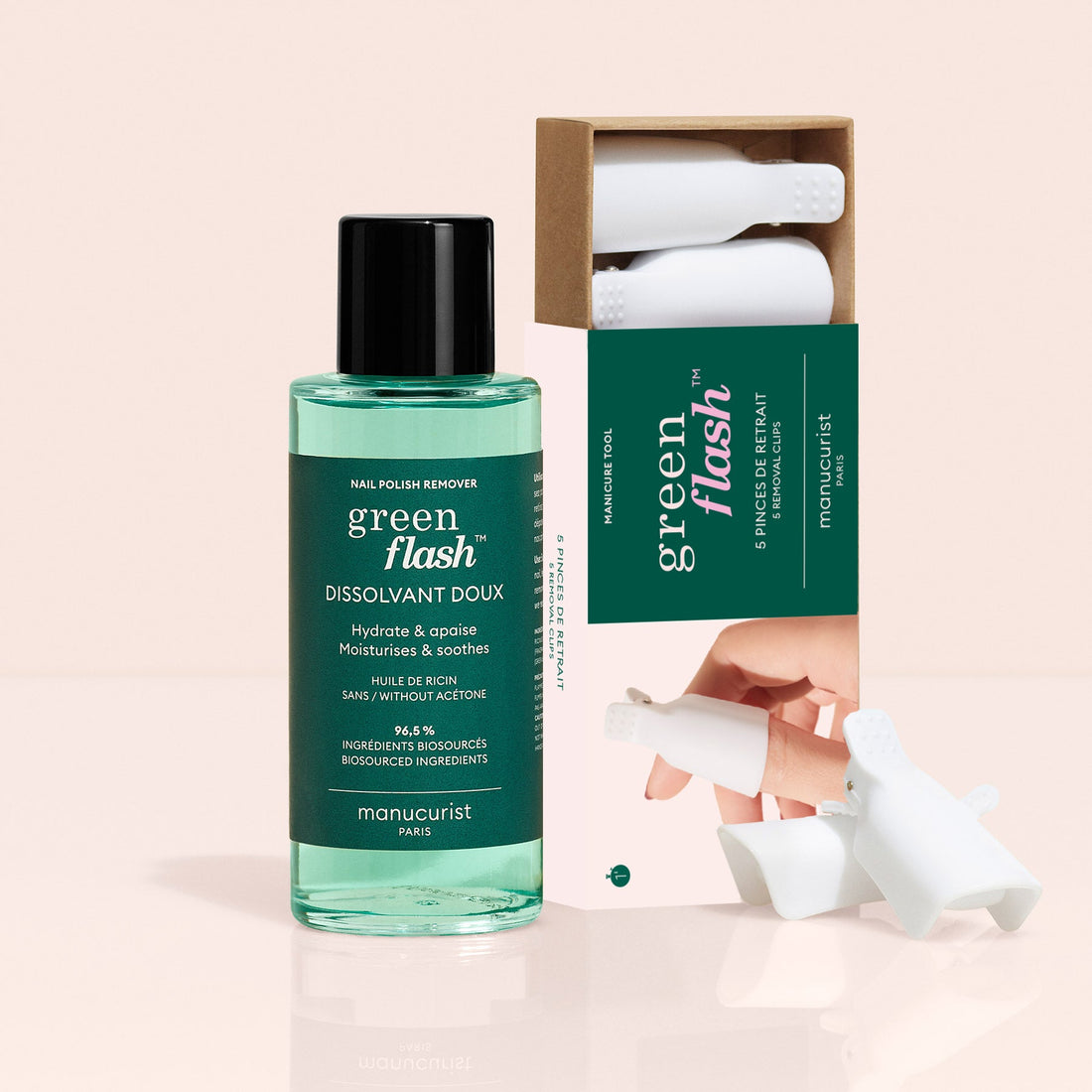 Duo Dissolvant Doux Green Flash™ &amp; Pinces de retrait