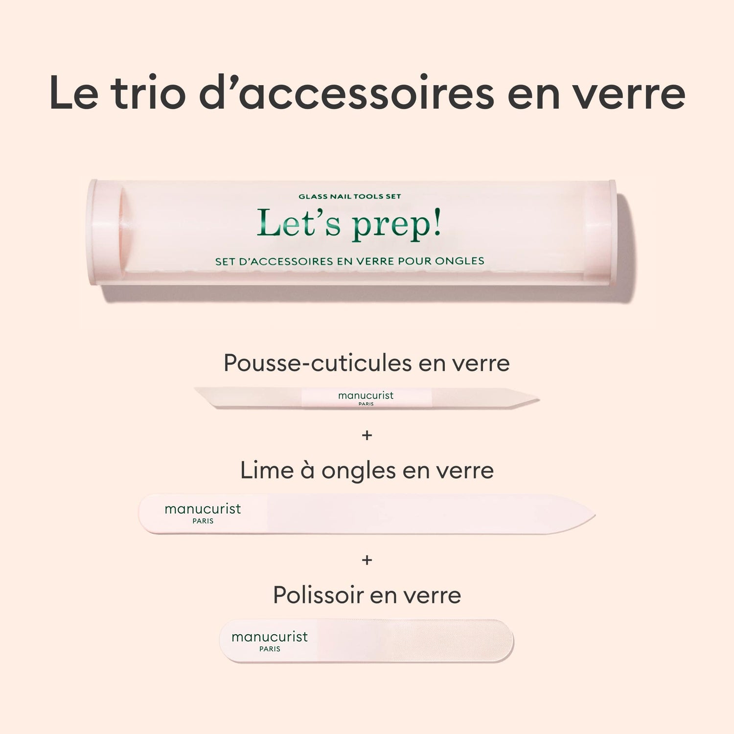 Trio Accessoires en verre pour ongles