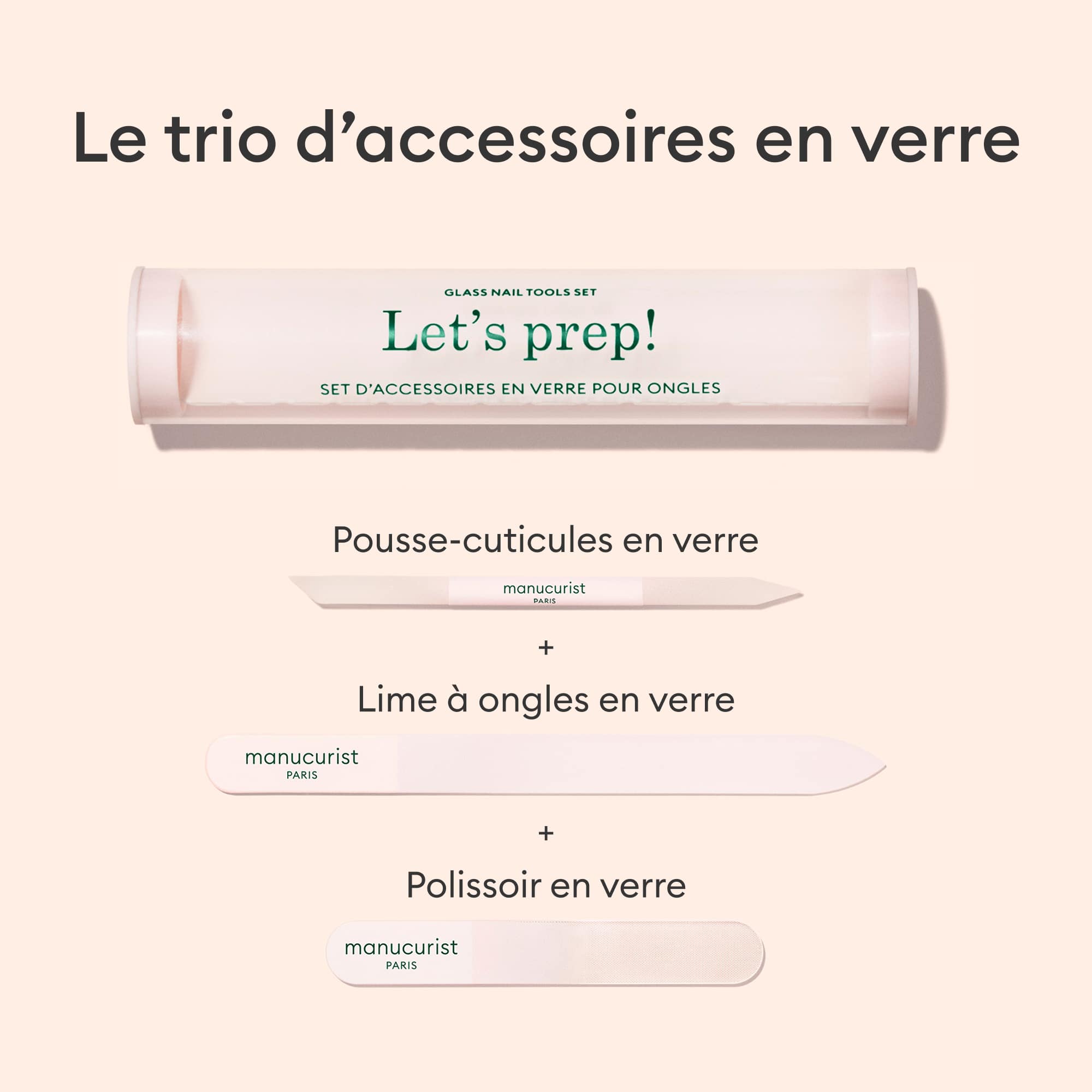 Trio Accessoires en verre pour ongles
