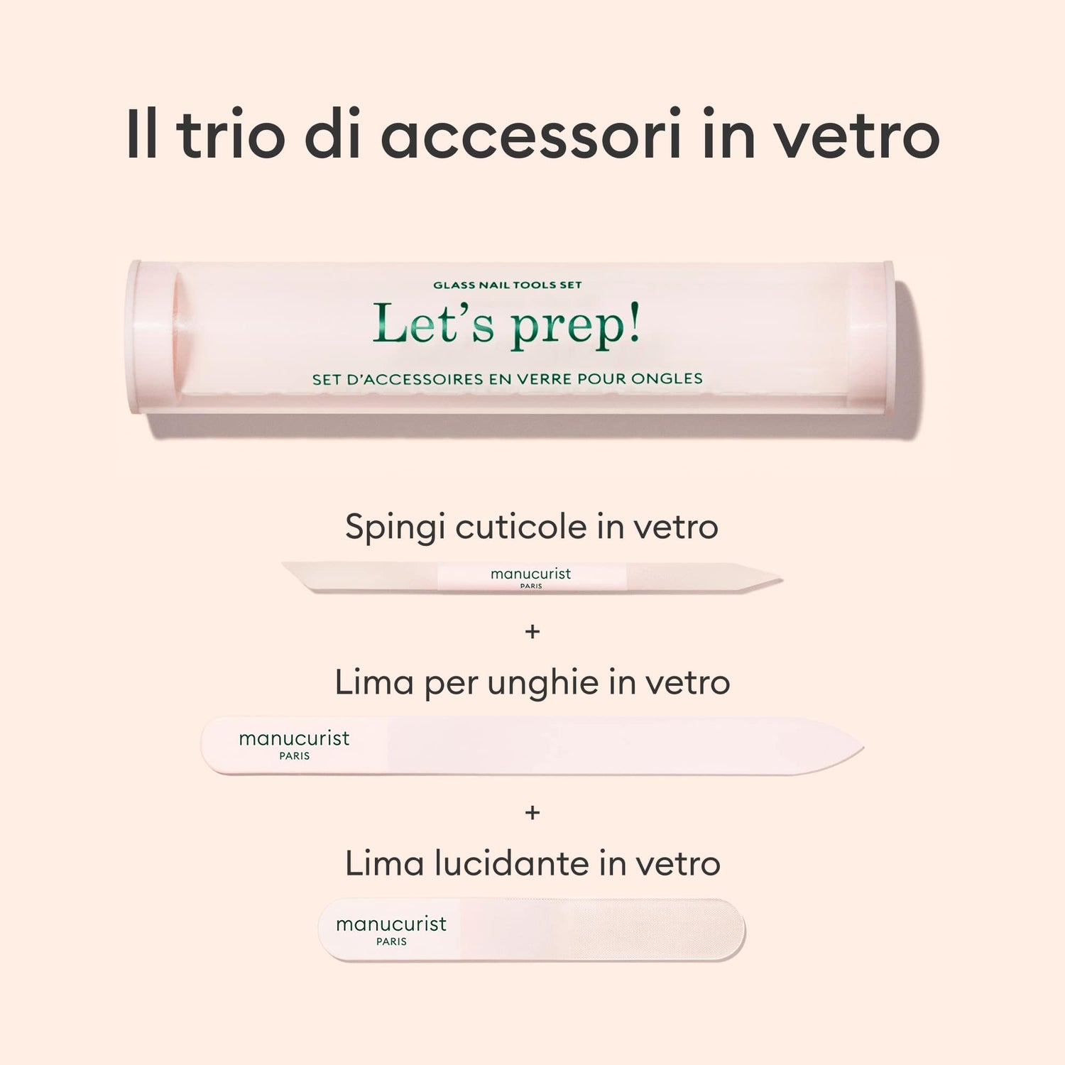 Trio Accessoires en verre pour ongles