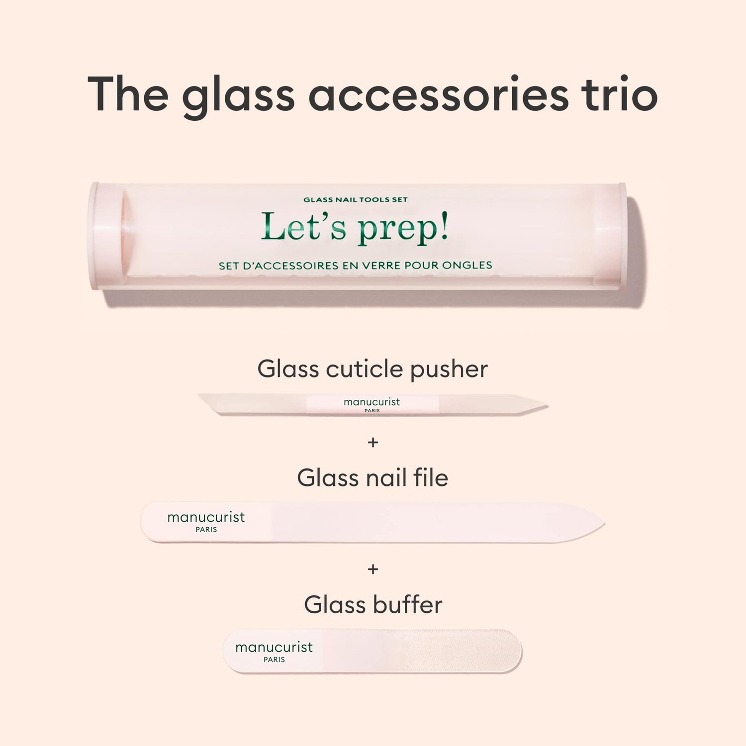 Trio Accessoires en verre pour ongles